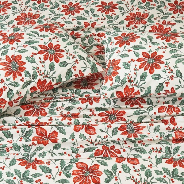 DAUAOTO 100% Cotton Bedding Holiday Printed Sheets Set for Full