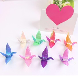 LUMoony Origami Paper Cranes 30 Pieces Premade Origami Birds DIY Hanging Paper Garlands Garland for Wedding Party Background Home Decoration Glitter Thousand Paper Crane Pendant Accessories