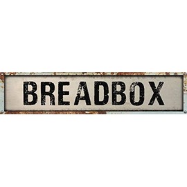 BREADBOX 8" Rectangle White Weathered Painted Metal Rustic Look Decal Bumper Sticker for use on Any Smooth Surface