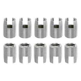 sourcing map Self Tapping Threaded Inserts, 5pcs Inner M12-1.75 Outer M16x22 303 Stainless Steel Slotted Thread Repair Inserts Nuts