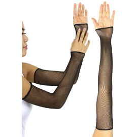 ToBeInStyle Women’s Extra Long Sleeve Fishnet Fingerless Novelty Gloves - Black