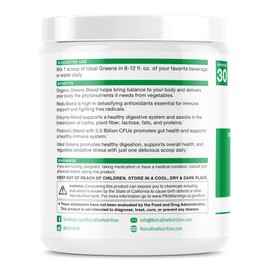 NutraOne Ideal Greens Antioxidant and Nutrient-Rich Superfood Greens Powder Supplement (Chocolate- 30 Servings)