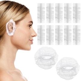 100 Pcs Disposable Ear Covers for Shower, Clear Waterproof Ear Covers for Bathing, Waterproof Plastic Ears Protectors for Hair Dye Spa Salon Beauty Treatments