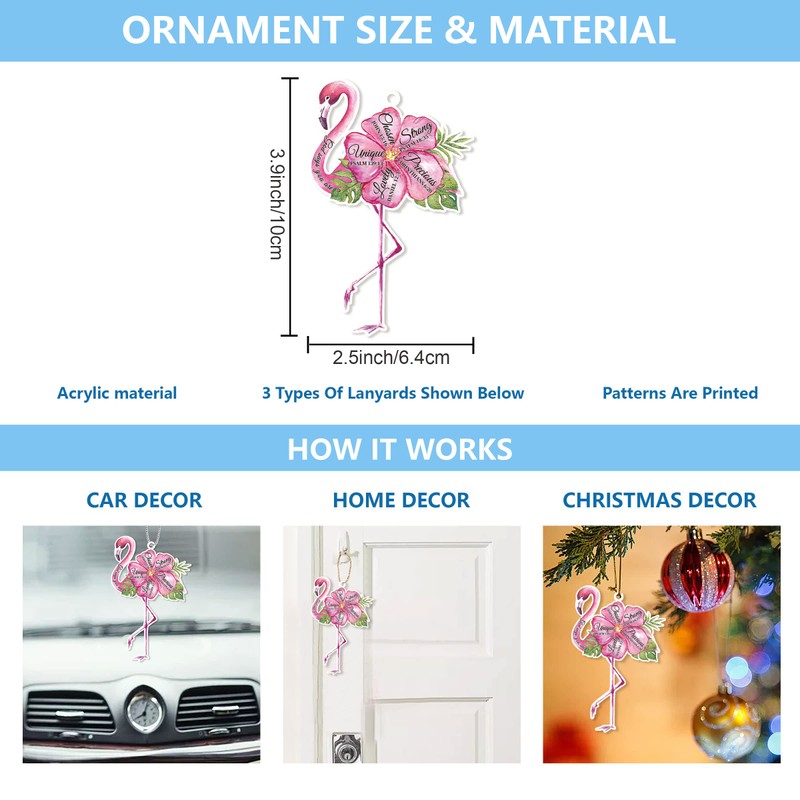 INFUNLY Flamingo Charm Pendant Decoration Car Rear View Mirror Accessories