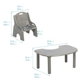 ECR4Kids Little Learner Table and Chair Set, Kids Furniture, Grey Wash