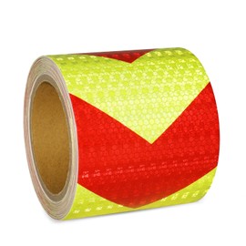 XFXIA Reflective Tape, Waterproof Self Adhesive Dot Reflective Tape Outdoor Safety Caution Reflector for Trailers, Bikes, Cars（Red Yellow, 4 Inch x 32.8 Feet）