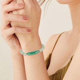 8MM Healing Stone Bracelets, Natural Stone Purification Bracelet, Green Aventurine Gemstone Charm Stretch Bracelet, Bridge Bracelet St.Patrick's Day Bracelet (Green Aventurine)