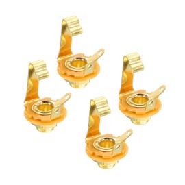 MECCANIXITY Guitar Input Jack 1/4" Mono Panel Mount Socket Gold for Guitar Bass Speakers Footswitch 4pcs