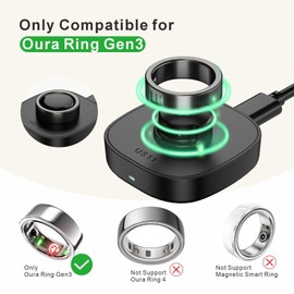 Charger for Oura Ring Gen3 - Size 8 - Fast Charging Dock with USB-C Cable Compatible with Oura Ring Gen3 | Full Battery Charge in 60-90 Minutes - Black
