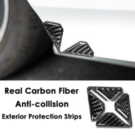 TSTESE 2PCS Car Door Corner Anti-Collision Strip Automotive Real Carbon Fiber Accessories Vehicle Exterior Decorations Protection Stickers Decals SUV Trims Modification Truck Strips Accessory (Black)