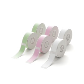NIIMBOT D11 Label Maker Tape 6Rolls Adhesive White Label Paper 0.47" X 1.57" (12 X 40mm) 160 Labels/Roll, Compatible for NIIMBOT D11 D110 Label Printer, White Pink Green, 6-Roll