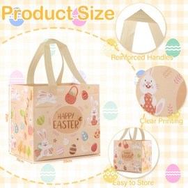 Zikenis Easter Egg Hunt Bags with Handles, Pack of 8 Non-Woven Easter Gift Bags for Children, Reusable Versatile Easter Bags for Egg Hunting, Gift Storage, Party Accessories