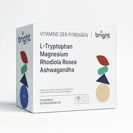 L-Tryptophan Magnesium Ashwagandha Rhodiola – Management von Emotionalem Gleichgewicht und Energie, 4 Nahrungsergänzungen in 1 Packung für Mentales Wohlbefinden und Vitalität I 28 Tagesdose
