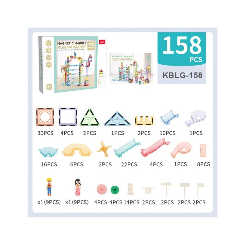 kebo 158PCS Marble Run Blocks