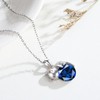 LONAGO Cat Birthstone Necklace 925 Sterling Silver Cat Pendant Necklace
