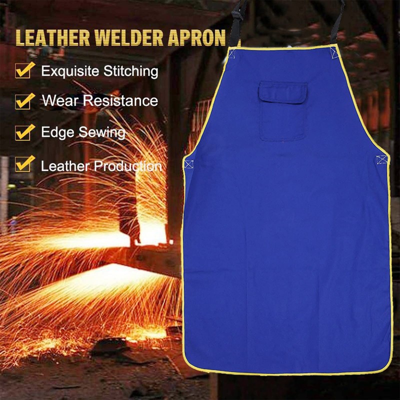 Fire Retardant Apron Adjustable Buckle Flame Retardant Apron Blue Welding