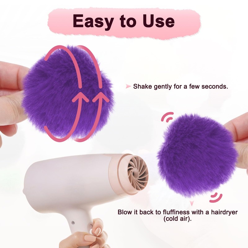 M METERXITY 35-Pack Faux Fur Pom Poms, 1.2 Inch/ 1.2