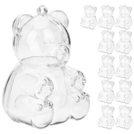 MAGICLULU 12pcs Bear Shaped Candy Boxes Clear Fillable Bear Boxes Bear Plastic Jar Empty for Weddings Birthdays Party Favors