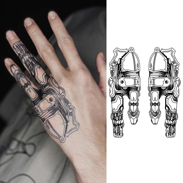 WEEKINK Cyberpunk Mechanical Hands Cover Up Glove Temporary Tattoos –