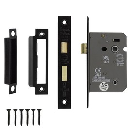 Decoranddecor Bathroom Mortice Lock - 2.5inch / 64mm - Matt Black - Fire Rated - UKCA & CE Approved