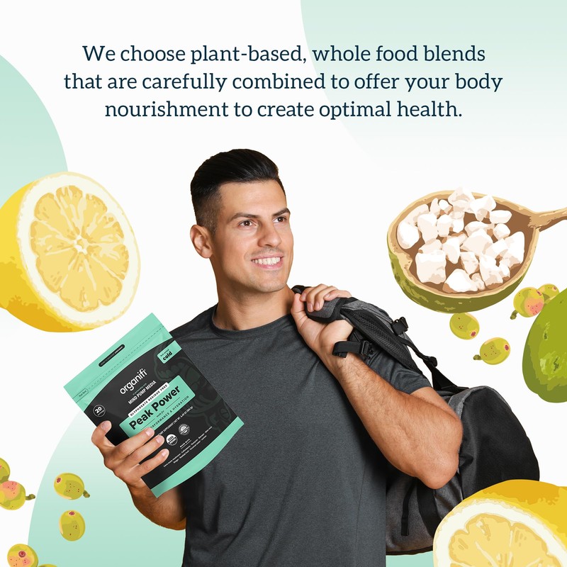 Organifi Peak Power, Pre Workout Powder to Support Hydration, with