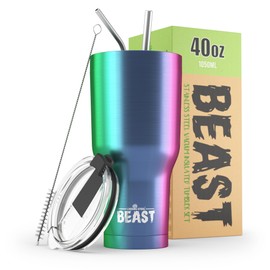 Beast 40 oz Tumbler Stainless Steel Vacuum Insulated Coffee Ice Cup Double Wall Travel Flask (Rainbow)