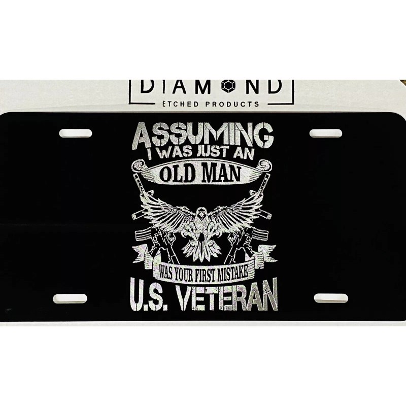 Diamond Etched Products ENGRAVED US Military Old Man Veteran Car