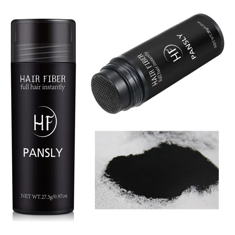Polvo De Fibra Capilar Negro Cubre Raíz De Cabello Calvicie