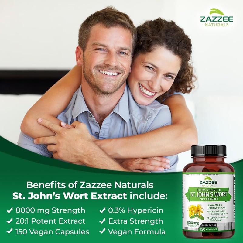 Zazzee Extra Strength St. John’s Wort 20:1 Extract, 8000 mg