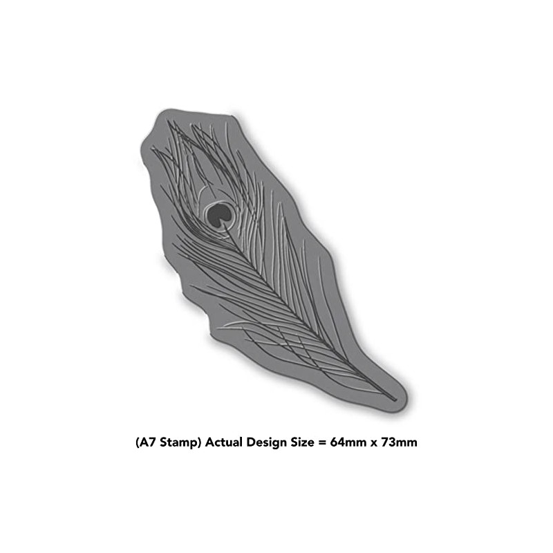 'Peacock Feather' Rubber Stamp - Unmounted Design for Crafting &