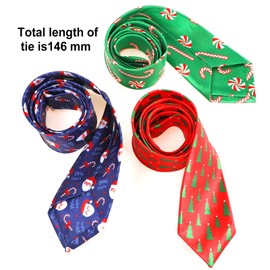 HOWAF 3pcs Christmas Tie for Adults Men Boys, Novelty Ties Christmas Tree Candy Cane Santa Claus Festival Tie Xmas Party Necktie for Christmas Mens Gift, One Size
