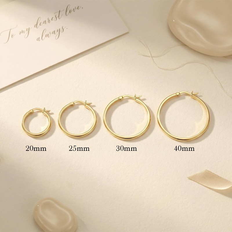 LISHUIHAOMI 14K Gold Earrings for Women Gold Hoop Earrings for