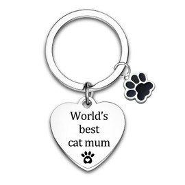 Cat Keyring Cat Mum Gifts Keyring for Women Mum Gifts Cat Lover Gifts for Men Mother Day Christmas Birthday Gifts for Cat World’s Best Cat Mum Gifts for Mum