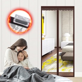 Magnetic Windproof Vinyl Curtain for Home Entrance - Transparent Draft Blocker Red Brown Stopper Medium