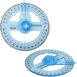 LUORNG 2PCS Full Circle Protractor Angle Ruler with Rotating Indicator Pin 360 Degree Rotating Indicator Plastic Engraved Protractor Gauge Angle Ruler For Learning Drawing Military