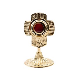 NKlaus Luna 3311 Reliquary Brass Gold-Plated Monstrance House Altar Diameter 4 cm Opening Back Handmade 13 cm, Brass