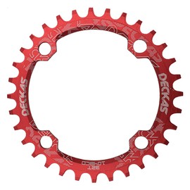 Round Oval 104BCD 30T 32T 34T 36T 38T Narrow Wide Chainring Single Chainring for 6/7/8/9/10/11/12-Speed (Round Red, 30T)