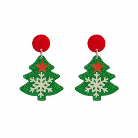 Christmas Cute Acrylic Dangle Earrings Acetate Snowman Christmas Tree Dangle Earrings Creative Heart Shape Snow Stud Earrings for Women Christmas Party Cosplay Costume Jewelry-Style I