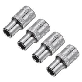 sourcing map 4 Pcs 1/4-Inch Drive 5.5mm 6-Point Shallow Socket, Metric, Steel with Chrome Plated