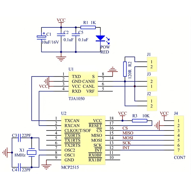 WWZMDiB 3 Pcs MCP2515 TJA1050 CAN Bus Module SPI Interface
