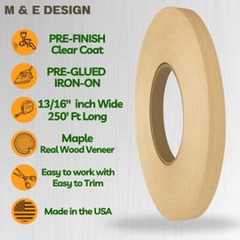 Pre Finish Pre-Glued Edge Banding Maple 13/16" x 250' Roll - Easy Application Iron-On Edge Banding