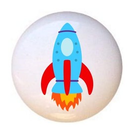 Rocket Space Ship - Transportation by PP - DECORATIVE Glossy CERAMIC Cupboard Cabinet PULLS Dresser Drawer KNOBS