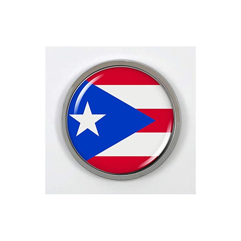 Flag of Puerto Rico | 3D Domed CAR Emblem Badge