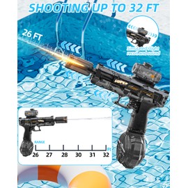 ZLANDYAN 2 Pack Electric Water Guns with Light Up, Automatic Electric Squirt Gun 26-30 FT Range Water Pistol Blaster Soaker, Summer Outdoor Pool, Water Toy for Adults & Kids