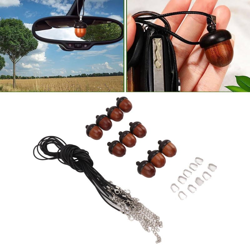 10PCS Wooden Nut Acorn Pendant Necklace Acorn Box Clasp Nylon