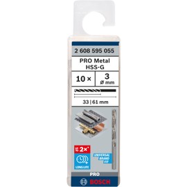 Bosch Professional 10x HSS-G Metallbohrer (für Metall, Ø 3 mm, Robust Line, Zubehör Bohrmaschine)