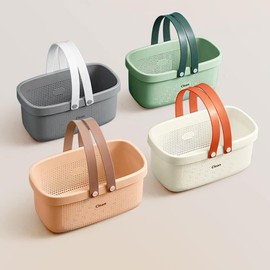 JiatuA JiatuA Plastic Storage Basket with Handle Portable Shower Caddy Tote Organizer Basket Bin for Bathroom Kitchen Dorm Room Bedroom, Pink