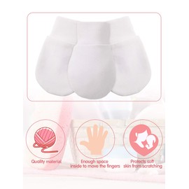 12 Pairs Newborn Baby Mittens Gloves Cotton No Scratch Baby Mittens for 0-6 Months Baby Boys Girls, White, kid size