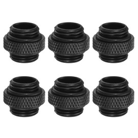 sourcing map 6pcs Water Cooling Adapter G1/4" Thread Male to Male Mini Extender Fitting Copper Water-Cooled Compression Fitting with O-Ring for Computer PC Cooling System, Black
