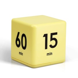 Cube Timers Cube Kitchen Timer Gravity Sensor Flip Timer Cube Countdown Timer 2.6 Inch Kids Timer Square Workout Timer Exercise Timer Game Timer 15-20-30-60 Minutes for Time Management (Yellow)